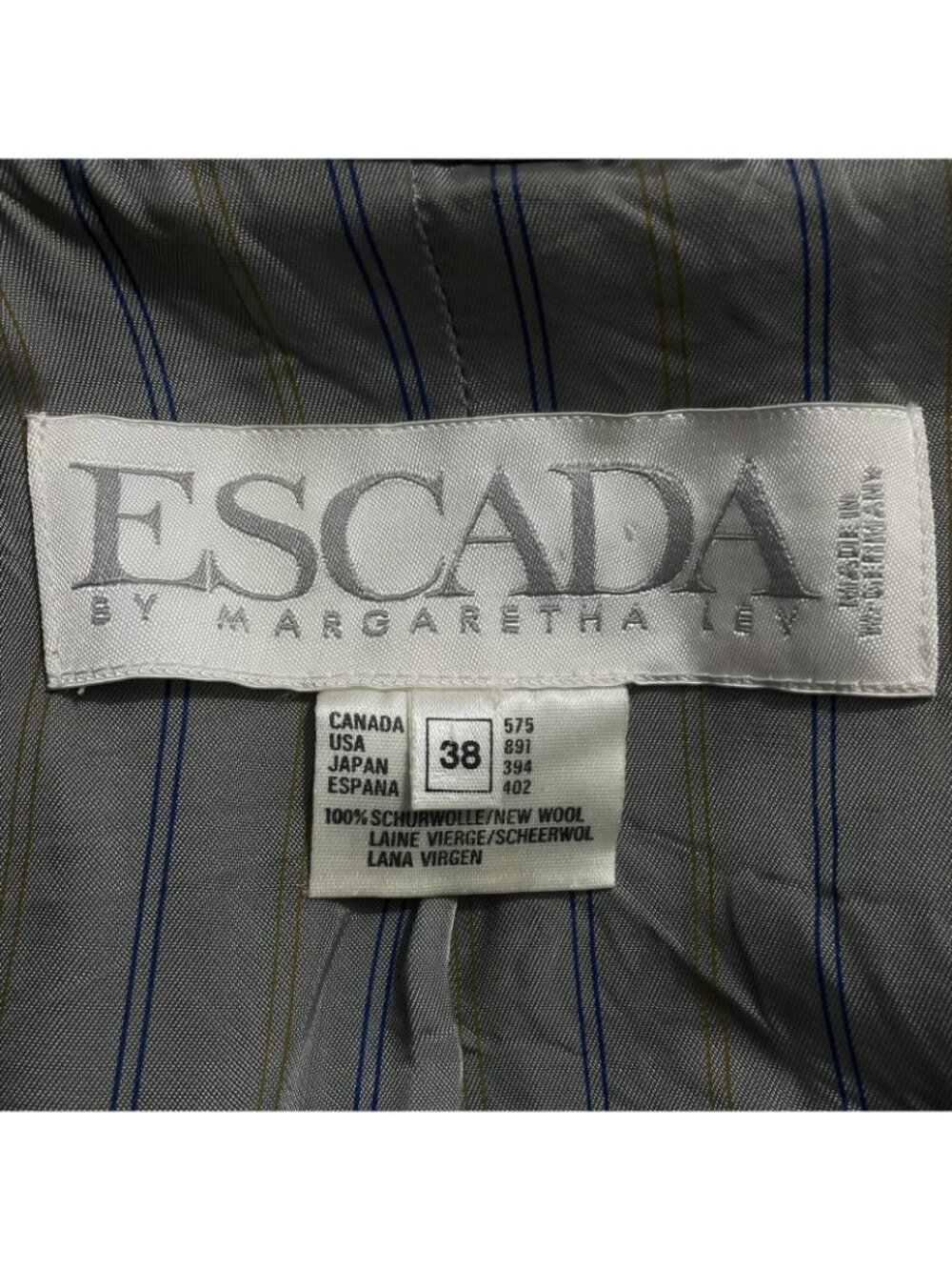 Vintage Escada Wool Blazer Jacket by Margaretha Ley Size 38 Plaid Double Breast - Picture 10 of 10